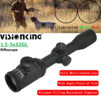 Visionking 1.5-5x32 Riflescope Wide Angle Waterproof Long Range .223 Illuminated Hunting Optics Sight Night Air Gun Sniper Scope