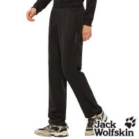 【Jack wolfskin 飛狼】男 石墨烯厚刷毛保暖 彈性休閒運動褲 直筒褲『黑色』