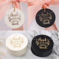 100pcs 4.5cm Bronzing Round Thank You Tags Garment Shoes Gift Bags Hang Tag Paper Cards Labels for Home DIY Christmas Tags