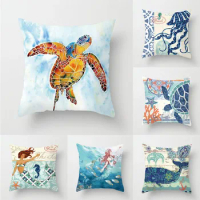 Sea Turtle Printing Throw Pillow Case Sea Horse Mermaid Decorative Pillowcases Octopus Pillow Case Cover poszewka almohada