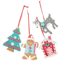 4pcs Christmas Themed Tree Decoration Cute Xmas Tree Hanging Ornaments Christmas Tree Pendants
