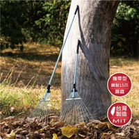 【台灣製】S307&S308攜帶型伸縮落葉耙 (鐵掃把 園藝工具 草耙 樹葉耙 伸縮落葉耙 鐵柄耙草 撈水草耙 扁齒)