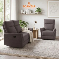SCANDIA Zola Sofa Recliner Set Dark Brown - kursi ruang tamu nyaman empuk modern minimalis elegan pr