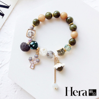 【HERA赫拉】 天然石水晶蕾絲花朵仙人掌貓頭鷹多元素彈力手鏈