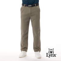 【Lynx Golf】男款混紡材質彈性舒適經典百搭素面卡其褲平口休閒長褲-卡其色