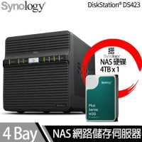 Synology群暉科技 DS423 NAS 搭 Synology HAT3300 Plus系列 4TB NAS專用硬碟 x 1