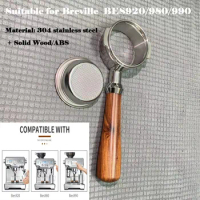Coffee Bottomless Naked Portafilter 58MM Coffee Machine Filter Holder Espresso Handle Soild Wood For Breville BES920/980/990