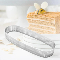10 Pack Oval Tart Ring,Perforated Baking Ring,Pastry Ring,Stainless Steel Cake Tart Mold Rings,Baking Tart Ring
