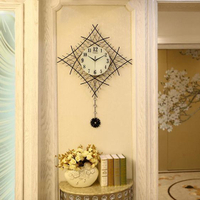 簡約客廳掛鐘家用靜音創意時鐘菱形現代臥室夜光掛錶石英鐘