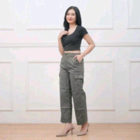 Celana Cargo Wanita Hingwaist Premium Cargo Pants Korea Style