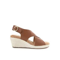 Hush Puppies Wedges Wanita Willow Back Strap Cognac Leather 40