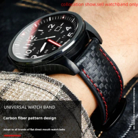 Carbon fiber men watchband For Seiko Omega Tissot Tag Heuer Watch strap silicone orange red 20mm 22mm sports Waterproof bracelet