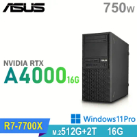 (商用)ASUS WS770T 工作站(R7-7700X/16G/2TB HDD+512G SSD/RTXA4000-16G/750W/W11P)