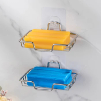 1pcs Stainless Steel Soap Rack Wall Mounted Sudspump Holder Sponge Dish Bathroom Accessories Self Adhesive Storage Shelf