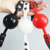 Solid Silicone Mouth Gag Ball PU Leather Band BDSM Bondage Oral Fixed Pet Cosplay Restraint Sex Toy for Couple Adult Game