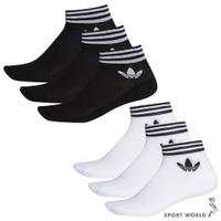 Adidas 襪子 腳踝襪 短襪 一組三雙入 三葉草 黑/白【運動世界】EE1151/EE1152