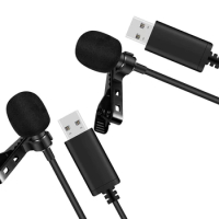 HOT-2X Universal USB Microphone Lavalier Microphone Clip-On Computer Mic Plug And Play Omnidirectional Mic