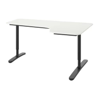 BEKANT 轉角書桌/工作桌 右側, 白色/黑色, 160 x 110 公分