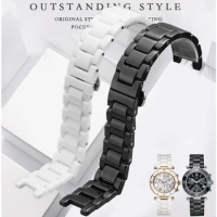 Notched ceramic watchband for Gucci watch strap black white men's and women's Pearl ceramic watch chain 16mm 18 20mm wristband