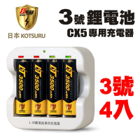 【日本KOTSURU】8馬赫 3號/AA 恆壓可充式 1.5V鋰電池 3500mWh 4入+CX5專用充電器(儲能電池 循環發電 充電電池 戶外露營 電池 存電 不斷電)