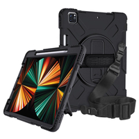 [2現貨] iPad 保護殼 黑色 iPad 10.2吋/ iPad Pro 11/12.9吋 2021 兒童軍規防摔保護套 含旋轉支架背帶手提帶