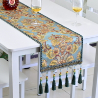 歐式餐桌桌旗美式現代流蘇金色時尚客廳家用輕奢電視柜桌旗歐式