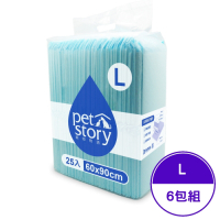 【6入】pet story寵物物語吸水墊60X90(L)25入-經濟包 (尿布/尿墊)