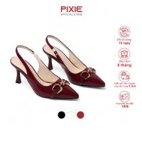 Giày Slingback Cao Gót 7cm Da Bóng Khoá Xích Pixie H390