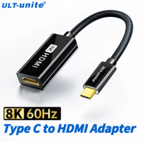 Type C to HDMI Adapter 8K60Hz Unidirectional USB C to HDMI Audio Video Converter 4K144Hz For Projector Monitor MacBook Pro