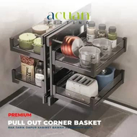 Pull Out Corner Basket - Rak Sudut Dapur - Rak Tarik Kitchen Set Kabinet Bawah Alumunium