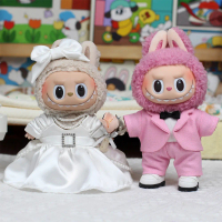 Only Clothes] 17cm Labubu Doll Clothes Pendant Doll Clothes Korean Style Wedding Dress Suit Heartbea