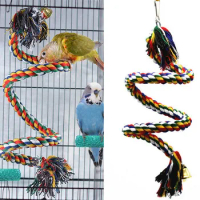 Bird Toys Parrot Climbing Rope Birdcage Suspension Pole Cotton Rope Swivel Ladder Parakeet Training Chew Toys Pet Supplies