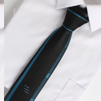 【拉福】領帶藍邊領帶6cm領帶拉鍊領帶