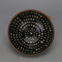 宋 吉州窯黑釉滿天星窩形碗 仿古瓷器家居裝飾博古架擺件描金收藏