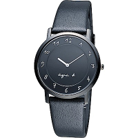 agnes b.法式優雅手寫體時標時尚腕錶(BG4002P1)黑/34mm