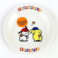 小禮堂 Sanrio大集合 日製 陶瓷圓盤 蛋糕盤 點心盤 沙拉盤 淺盤 金正陶器 (白 棒球帽)