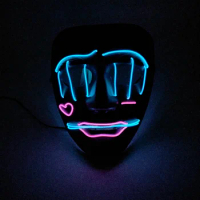 Glowing EL Wire Mask Festival Cosplay Costume Light Up Props LED Disguised Mask Halloween Party Mascara