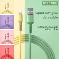 Fast Charging USB Cable For iPhone 13 12 11 Pro Max X XR XS 8 7 6s 5s SE 2020 iPad Charger USB Wire Cord Liquid Silicone Cable