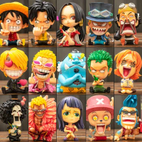 9CM Q Edition Anime One Piece Luffy Zoro Nami Sanji Hancock Doflamingo Ace Sabo Action Figure Toys Collection Model Doll Gifts