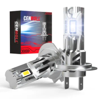 CENMOLL 2x Fan H7 CSP Slim LED Headlight Bulb for Car Super White Bright 1:1 Mini Size 360 Degree H7 LED Auto Head Lamp 12V