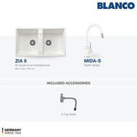 Kitchen Sink Bak Cuci Piring Granit 2 Lubang BLANCO Silgranit ZIA 9 - Paket Kitchen Sink dan Keran D