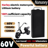 New Harley electric vehicle lithium battery waterproof 18650 60V 100Ah two wheel foldable Citycoco electric scooter+charger