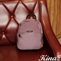 KINAZ 牛皮配皮多袋輕量防潑水尼龍手提後背包-莓果果醬-輕甜漫遊系列