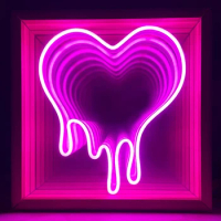 Neon Mirror Night Light Beer Neon Pink Light Heart Wall Mirror Custom Logo Neon Signs