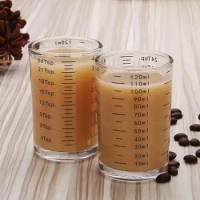 Heat-resistant Glass Measuring Cup Jigger Milk Cup Glass Ounce Cup With Scale For Espresso Coffee Accossories