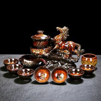 全城熱賣 - 自動茶具套裝觸碰出水新款貔貅家用自動沖茶器泡茶專用茶壺高階砂金馬到成功～（禮盒裝）