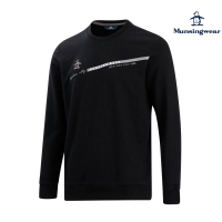 【Munsingwear】企鵝牌 男款黑色胸前線條印繡花圓領T-SHIRT MGSL2804
