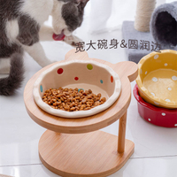 高架寵物碗 寵物碗陶瓷貓碗高腳護頸碗貓咪防打翻貓狗食盆水碗自動保護頸椎