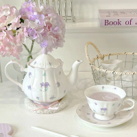 [siggi] Purple Flower Gift Box 2 Set Tea Cup & 1 Tea Pot / Hampers Gelas dan Teko Premium / Aestheti