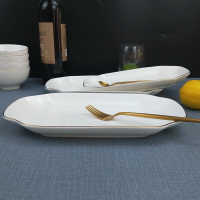12寸魚盤家用新款蒸魚盤子多寶魚創意北歐網紅盤子陶瓷燒魚盤大號
